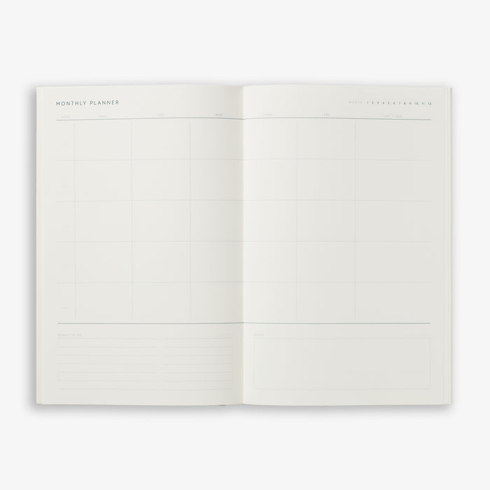 A fill-in monthly schedule and a section for notes