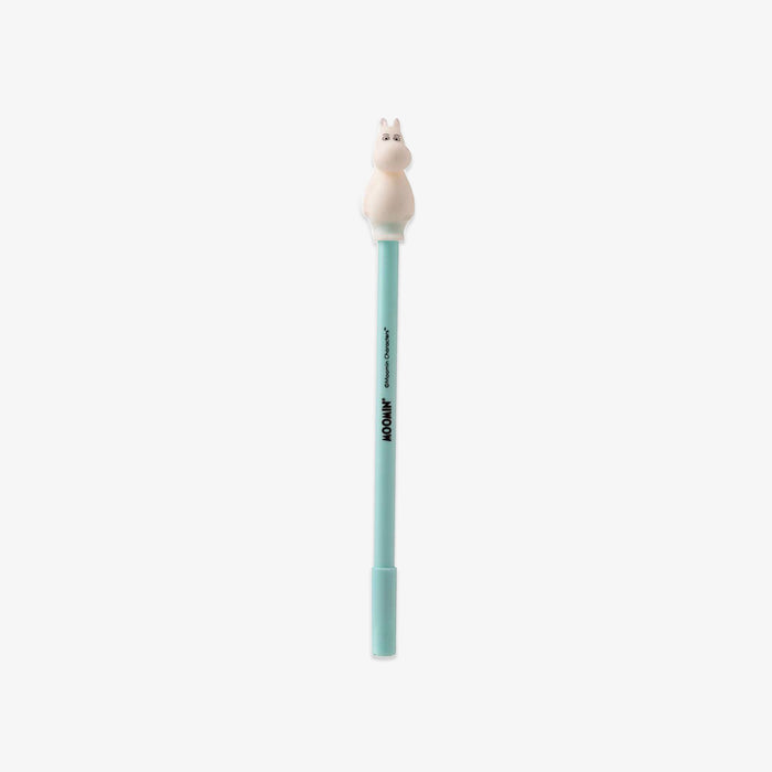 Light blue pen with Moomin on a white background