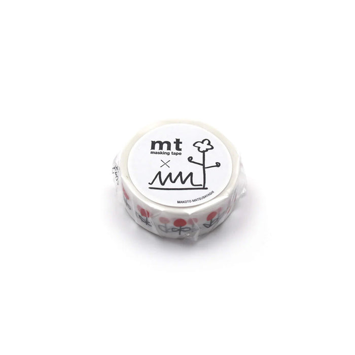 Roll of mt masking tape with a white label on a white background