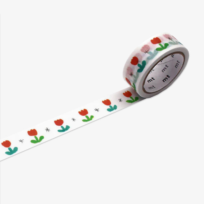 Decorative masking tape with floral design on a white background