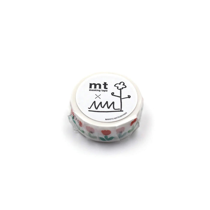 Roll of masking tape with a floral design on a white background