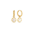 Gold hoop earrings with a round pendant featuring a mother-of-pearl flower on a white background. Nickel-free, waterproof & tarnish-resistant stainless steel earrings for sensitive skin, minimalist luxury jewelry by Mia Bijoux Canada.

Boucles d'oreilles anneaux dorées avec pendentif rond orné d'une fleur en nacre sur fond blanc. Boucles d'oreilles en acier inoxydable sans nickel, résistantes à l'eau et anti-ternissement pour peaux sensibles, bijouterie de luxe minimaliste par Mia Bijoux Canada.