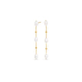 Hypoallergenic stainless steel pearl drop earrings for sensitive ears, tarnish-free silver jewelry in Canada, elegant long chain pearl earrings for women.