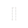 Hypoallergenic stainless steel pearl drop earrings for sensitive ears, tarnish-free silver jewelry in Canada, elegant long chain pearl earrings for women.