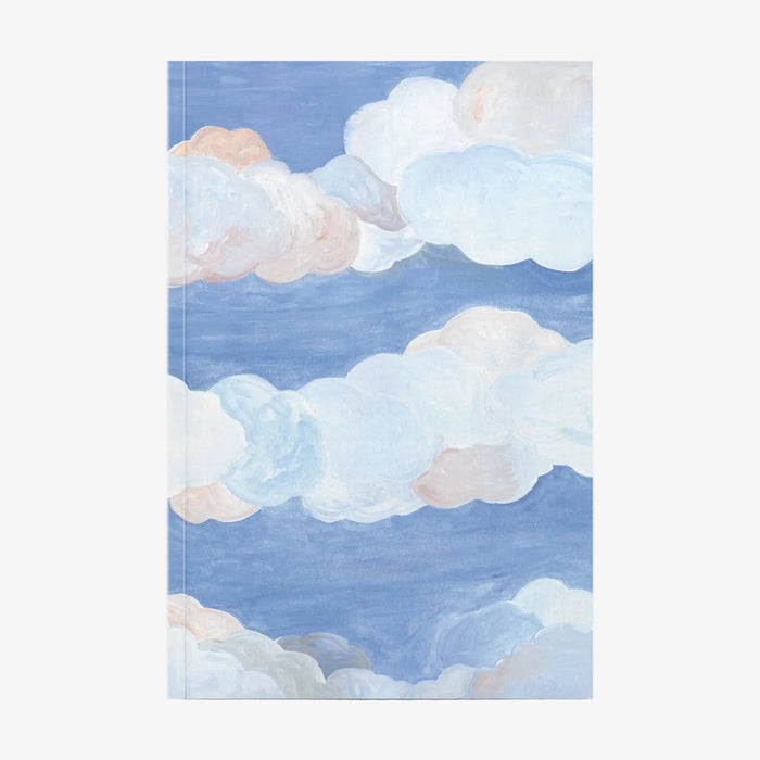 Notebook cover with a design of clouds on a blue background