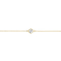 Gold stainless steel bracelet with hexagon cubic zirconia solitaire, minimalist delicate chain bracelet, hypoallergenic non-tarnish durable everyday jewelry Canada.