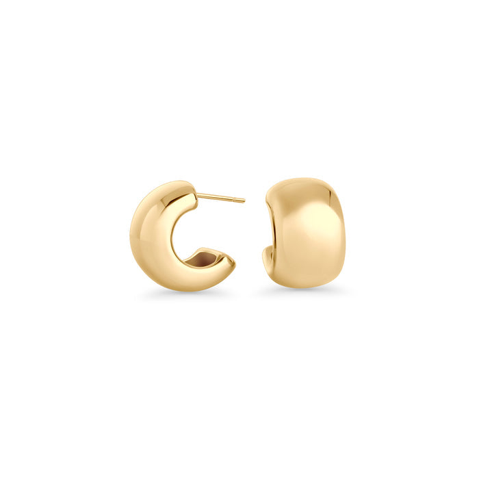 Gold chunky dome hoop earrings – allergy-free, waterproof & tarnish-resistant stainless steel earrings for sensitive ears, best everyday gold hoops for women by Mia Bijoux Canada