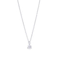 Silver stainless steel pendant necklace with two round cubic zirconia stones, delicate chain with brilliant drop design and timeless minimalist jewelry style.