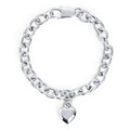 Silver chunky chain link bracelet with puffy heart charm – nickel-free, waterproof & tarnish-resistant stainless steel bracelet for women, best valentine's day jewelry gift by Mia Bijoux Canada