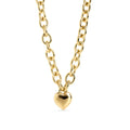 Gold stainless steel chunky chain necklace with heart pendant, bold modern jewelry, hypoallergenic non-tarnish durable statement necklace, trendy elegant heart jewelry.