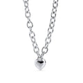 Silver stainless steel chunky chain necklace with heart pendant, bold modern jewelry, hypoallergenic non-tarnish durable statement necklace, trendy elegant heart jewelry.