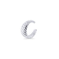 Silver twisted ear cuff, top-rated and best for sensitive ears, allergy-free and hypoallergenic surgical stainless steel, waterproof, non tarnish, safe and designed to prevent skin irritation.