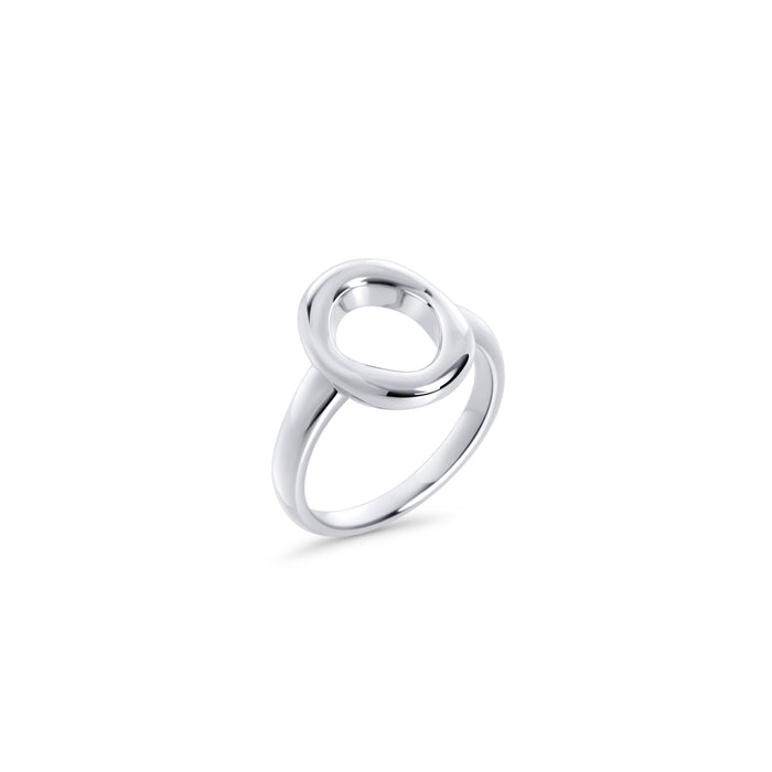 Modern oval ring in surgical stainless steel with smooth polished finish, hypoallergenic jewelry for sensitive skin, tarnish resistant, waterproof and durable for everyday wear in Canada.