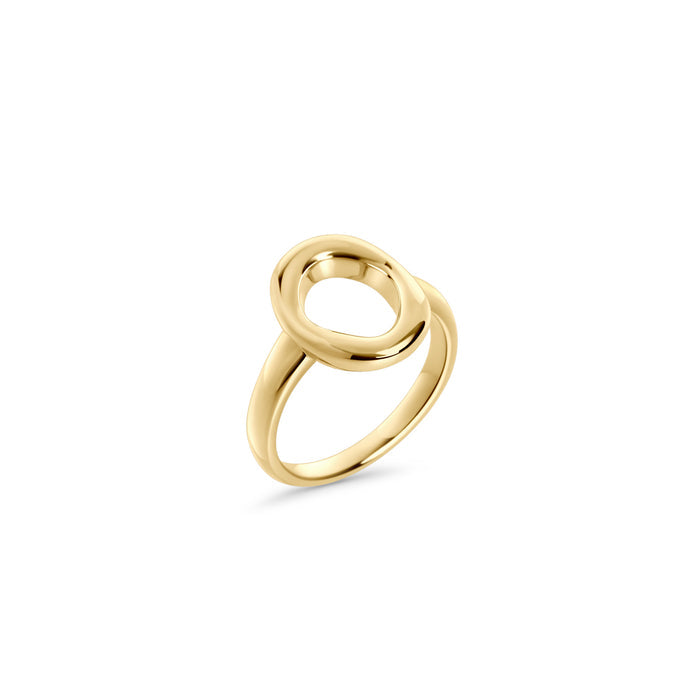 Modern oval ring in surgical stainless steel with smooth polished finish, hypoallergenic jewelry for sensitive skin, tarnish resistant, waterproof and durable for everyday wear in Canada.