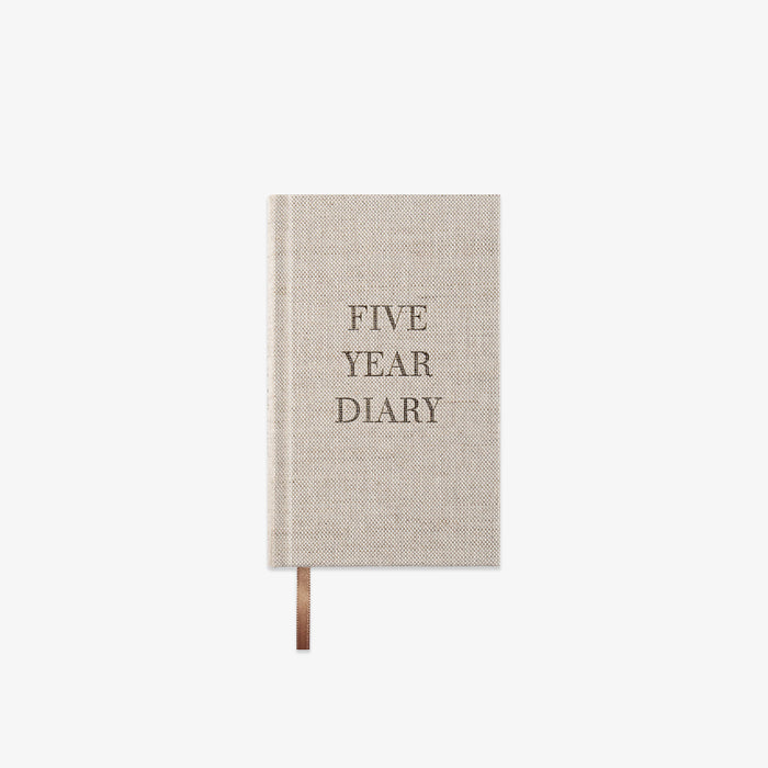 Five Year Diary with a beige textured cover