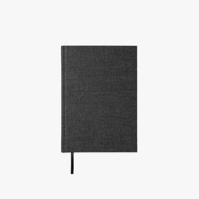 Black notebook on a white background
