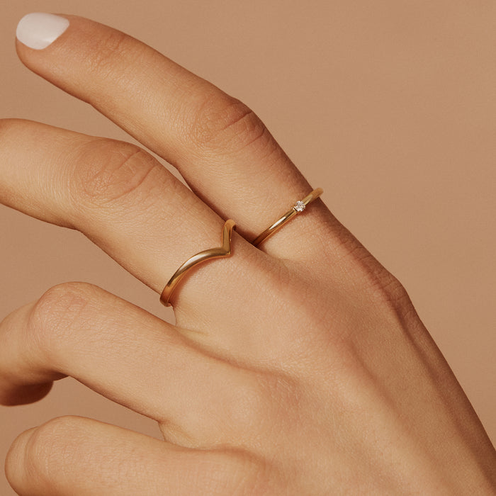 Gold V shape ring stainless steel tarnish resistant MIA