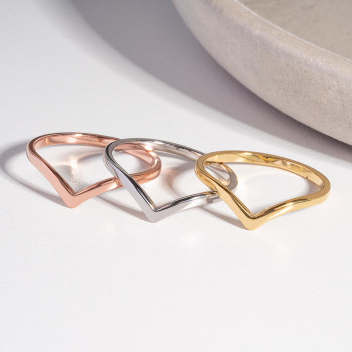 Bague V or ne ternit pas acier inox MIA
