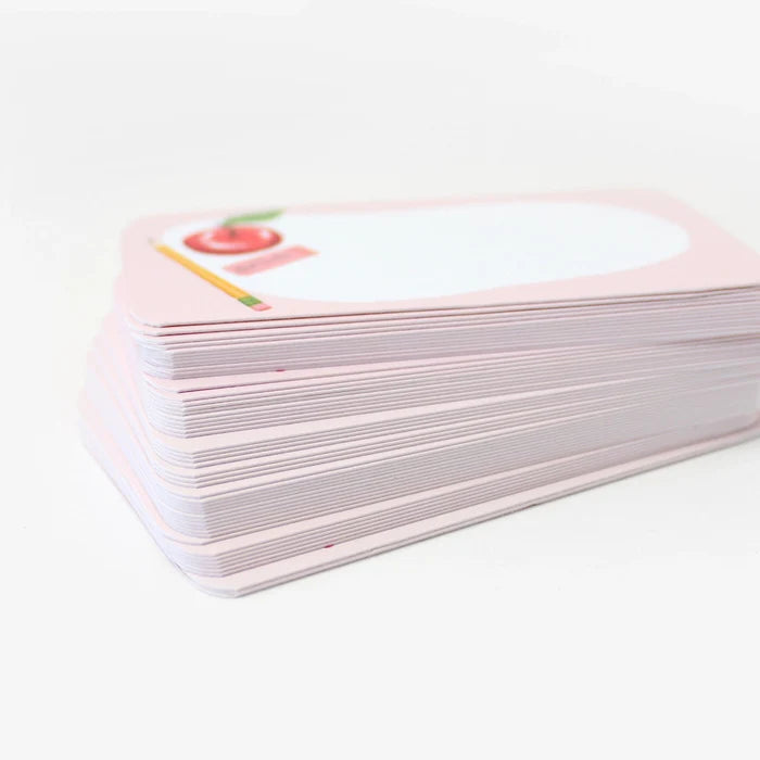 Stack of pocket cards with a white background