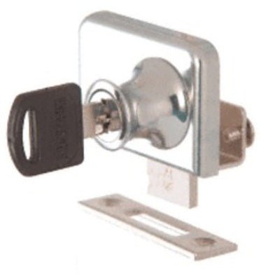 Cabinet Glass Chrome Clamp - On Lock for 1/4" Double Glass Door - Keyed Alike - Reflect Window & Door