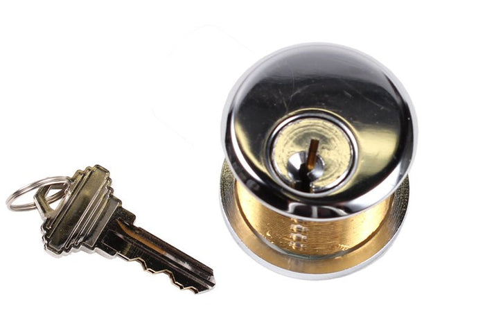 Polished Stainless Commercial Door Cylinder with Key - Reflect Window & Door
