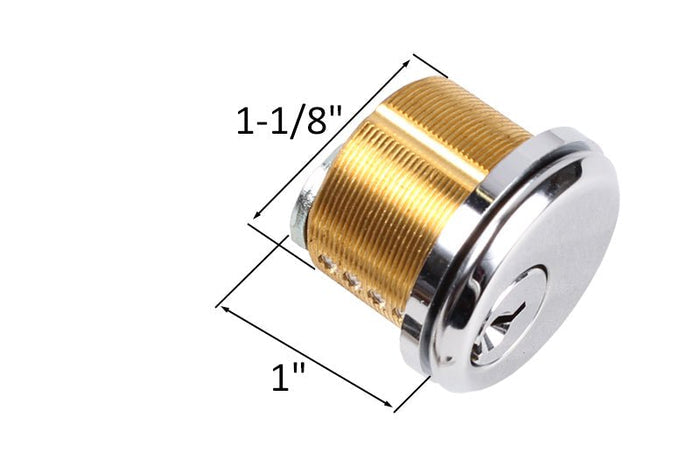 Polished Stainless Commercial Door Cylinder with Key - Reflect Window & Door