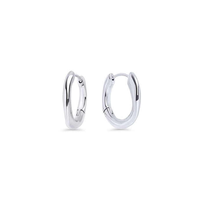 Silver chunky oval hoop earrings – nickel-free, tarnish-resistant & waterproof stainless steel earrings for sensitive ears, best everyday gold hoops by Mia Bijoux Canada