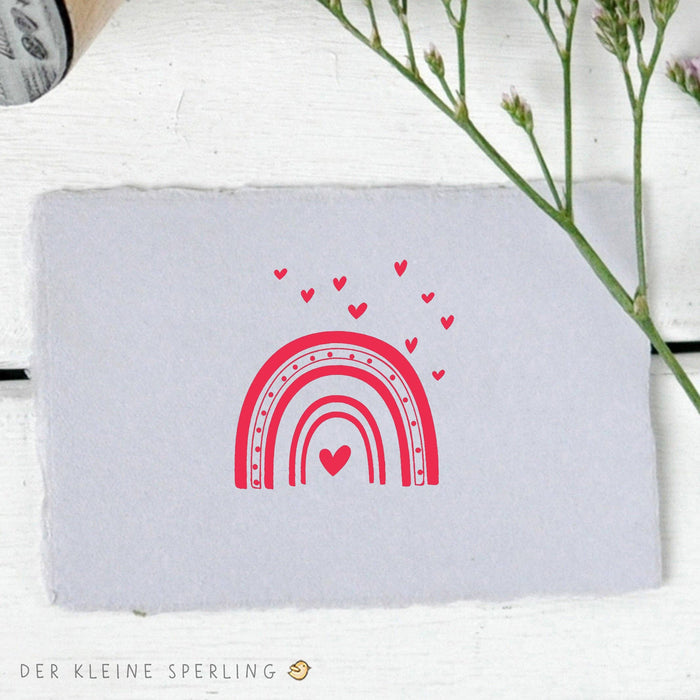 RUBBER STAMP // RAINBOW WITH HEARTS
