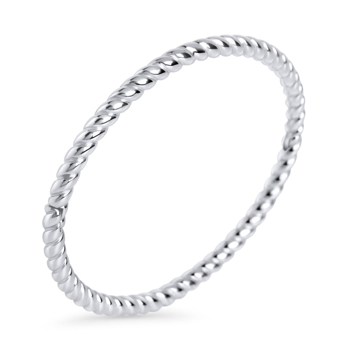 Silver twisted rope bangle bracelet – hypoallergenic, waterproof & non-tarnish stainless steel bangle for sensitive skin, affordable luxury jewelry by Mia Bijoux Canada
