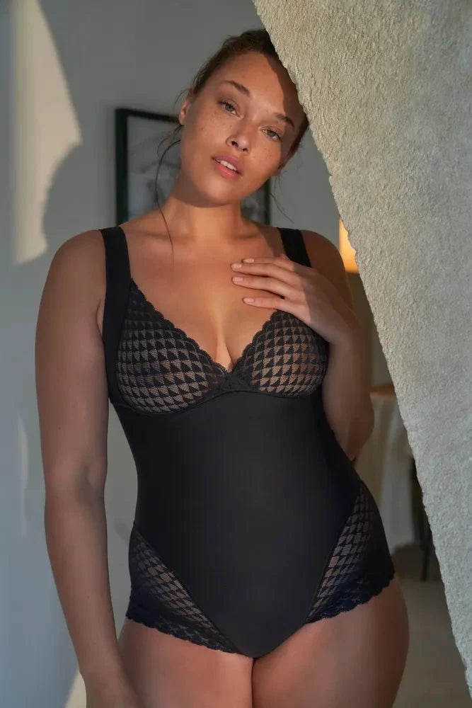 Simone Perele Subtile Black Shaper Bodysuit Front