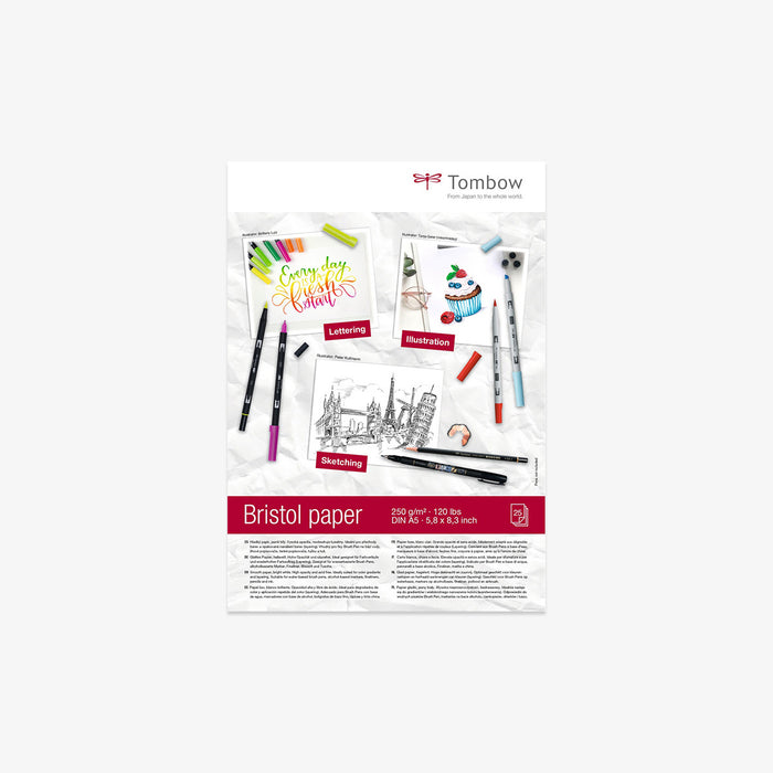 Tombow Bristol paper set with drawing tools on a white background