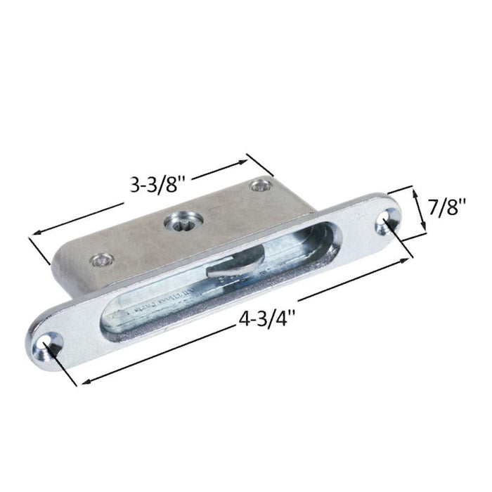 Sliding Glass Door Mortise Lock 7/8" Wide Die Cast Round End Face Plate With 45 Degree Keyway - Reflect Window & Door