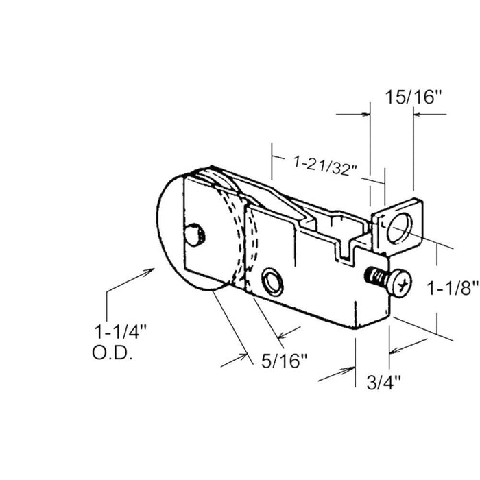 Sliding Glass Patio Door 1 - 1/4" Nylon Ball Bearing Roller With 3/4" Wide Housing for Ador/HiLite Doors - Reflect Window & Door