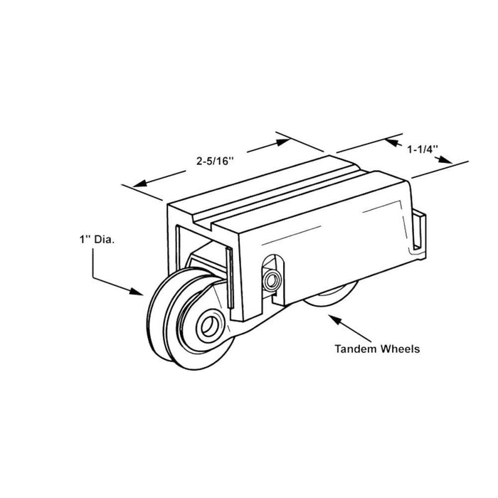 Sliding Glass Patio Door 1" Tandem Steel Ball Bearing Roller With 1 - 1/4" Wide Housing for Solaris Doors - Reflect Window & Door