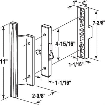 Sliding Glass Patio Door Handle – Hook - Style, Wood & Aluminum, Surface Mount - Reflect Window & Door