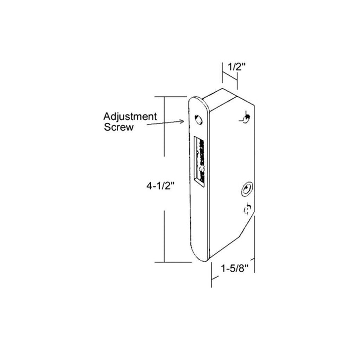 Sliding Glass Patio Door Stainless Steel Mortise Lock 1/2" Wide with 2 - 9/16" Screw Holes and Vertical Keyway - Reflect Window & Door