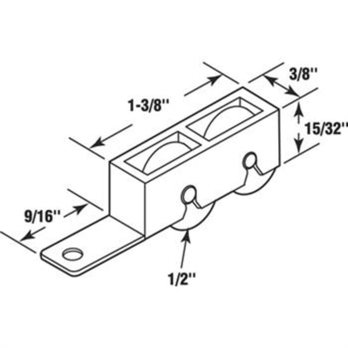 Sliding Window Roller – 1/2" Flat Edge Brass Wheel with 3/8" Nylon Housing Replacement - Reflect Window & Door