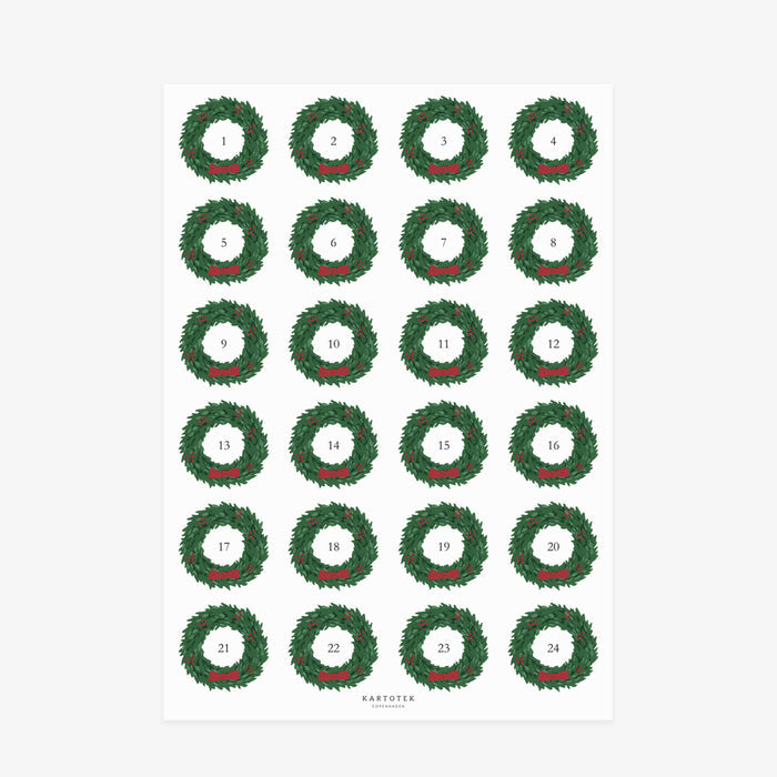 STICKERS // ADVENT CHRISTMAS WREATH 1-24