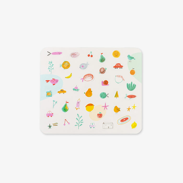 Stickers with colorful illustrations on a white background