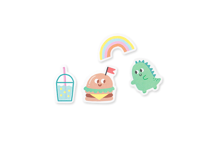 Set of four colorful stickers