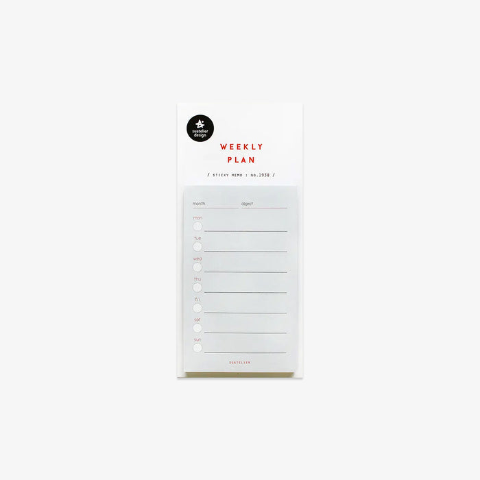 Weekly planner sticky notes with a white background