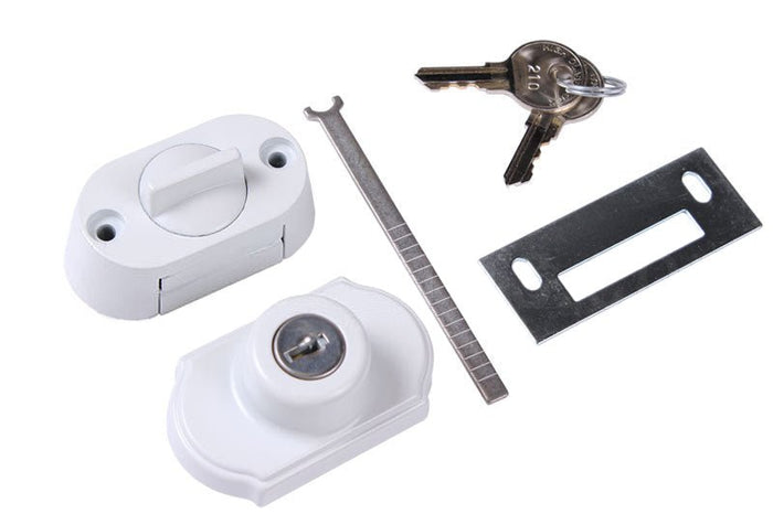 White Keyed Deadbolt for Residential Swinging Screen & Storm Doors - Reflect Window & Door