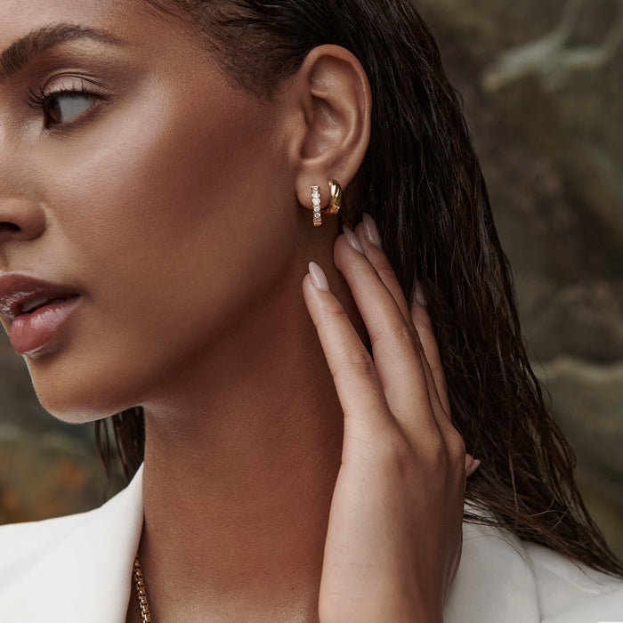 twisted hypoallergenic stainless steel huggie earrings MIAJWL boucles d'oreilles dormeuses torsade acier inoxydable hypoallergénique Mia Bijoux