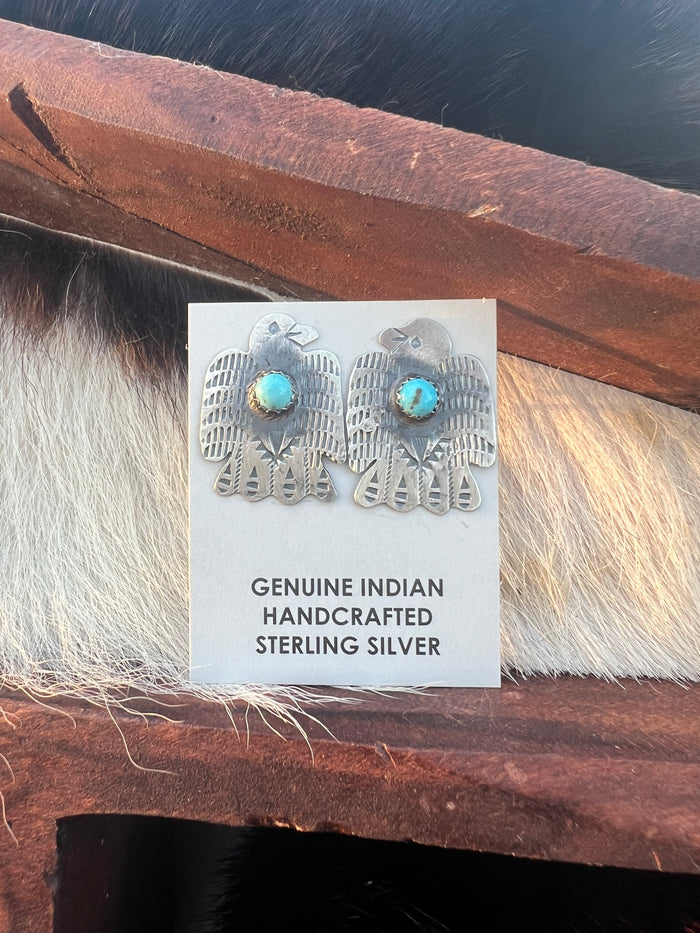 Thunderbird Kingman Turquoise Stud Earrings