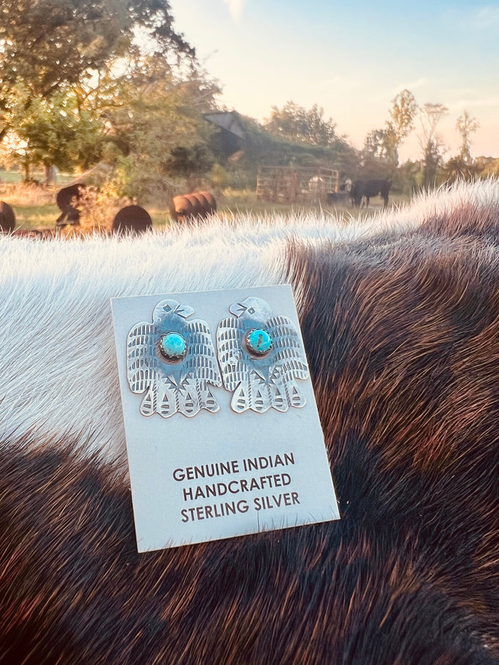 Thunderbird Kingman Turquoise Stud Earrings
