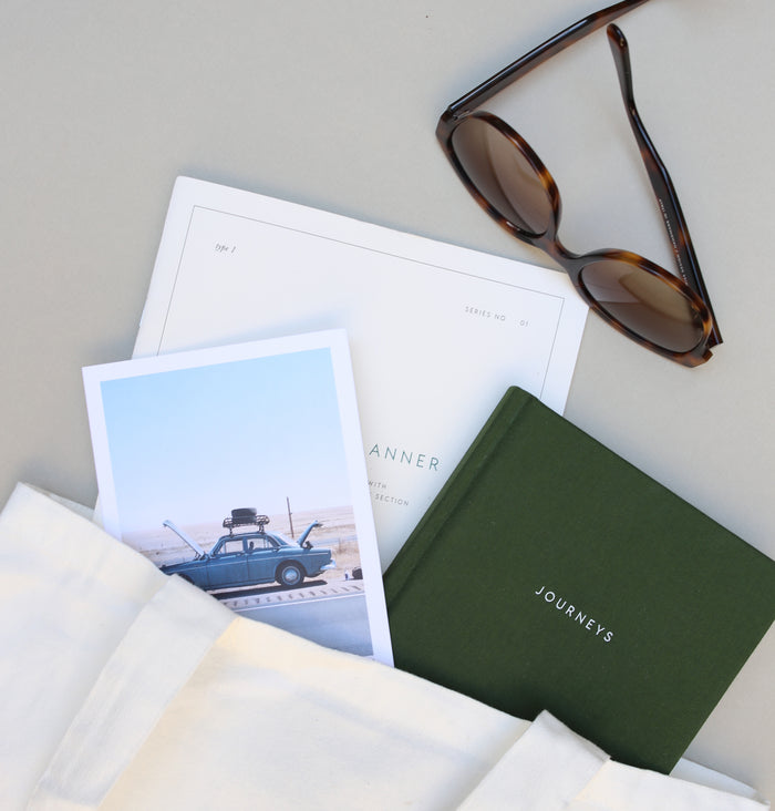 Travel set with the travel journey.