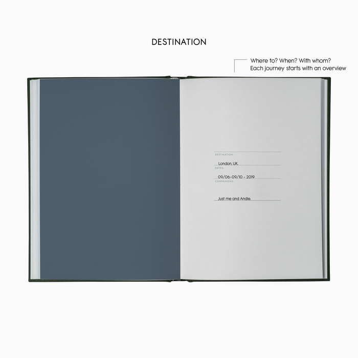 A page in the travel journal about Destination.