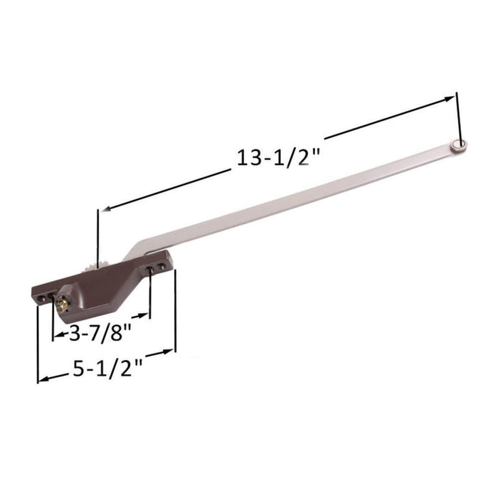 Truth Hardware Brown Front Mount Left Hand Casement Window Operator – 13 - 1/2" Crank Arm Replacement - Reflect Window & Door