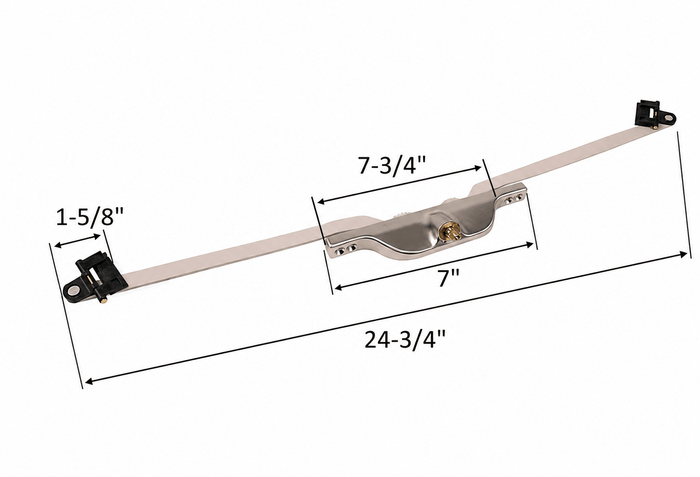 Truth Hardware® Brushed Nickel 24-3/4" Front Mount Awning Window Operator – Dual-Track Replacement Operator - Reflect Window & Door