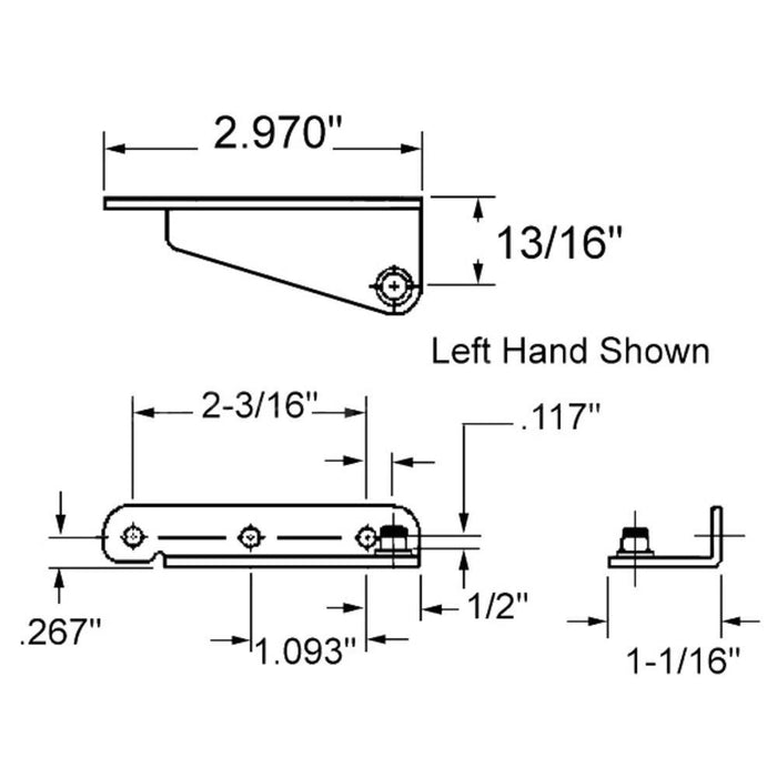 Truth Hardware Casement Window Parts – Left - Hand Stud Bracket with Snap Stud - Reflect Window & Door